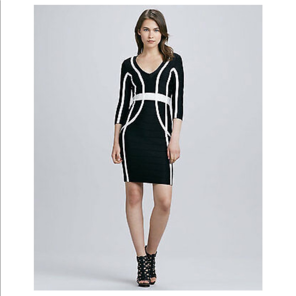 French Connection Black & White Bandage Dress